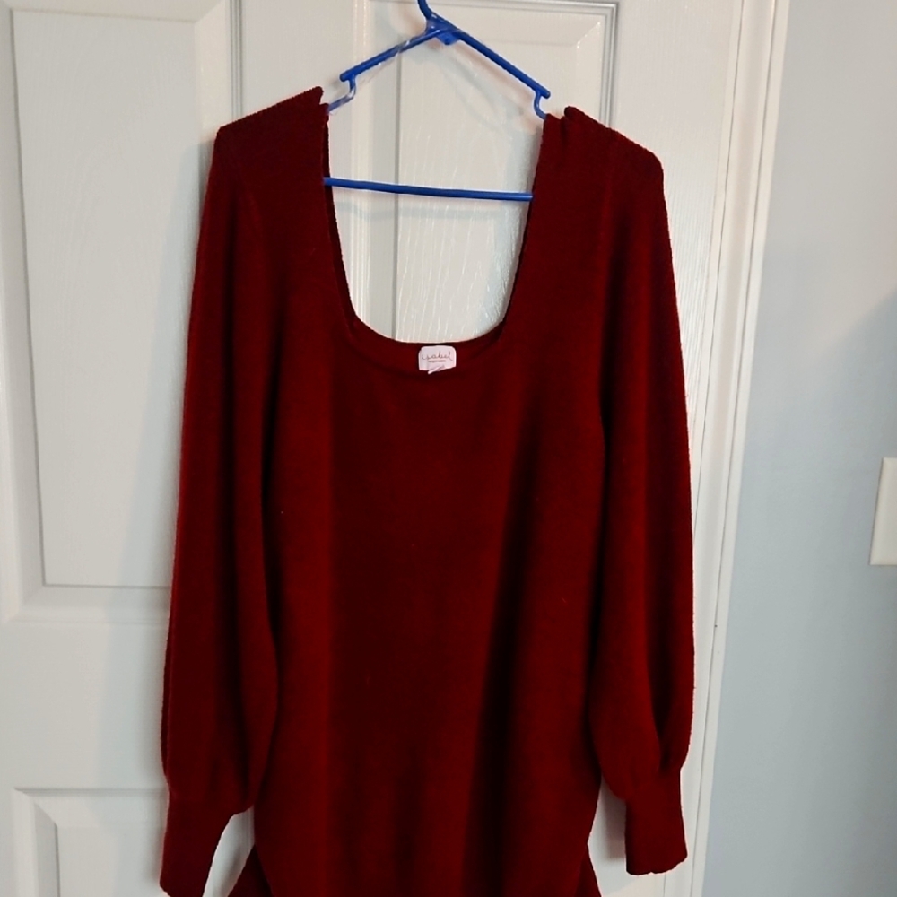 Isabel By Ingrid Isabel Maternity Deep Red Scoop Neck Sweater